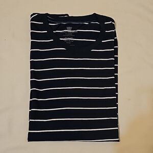 Mack Weldon Navy and White Striped Short Sleeve Tee